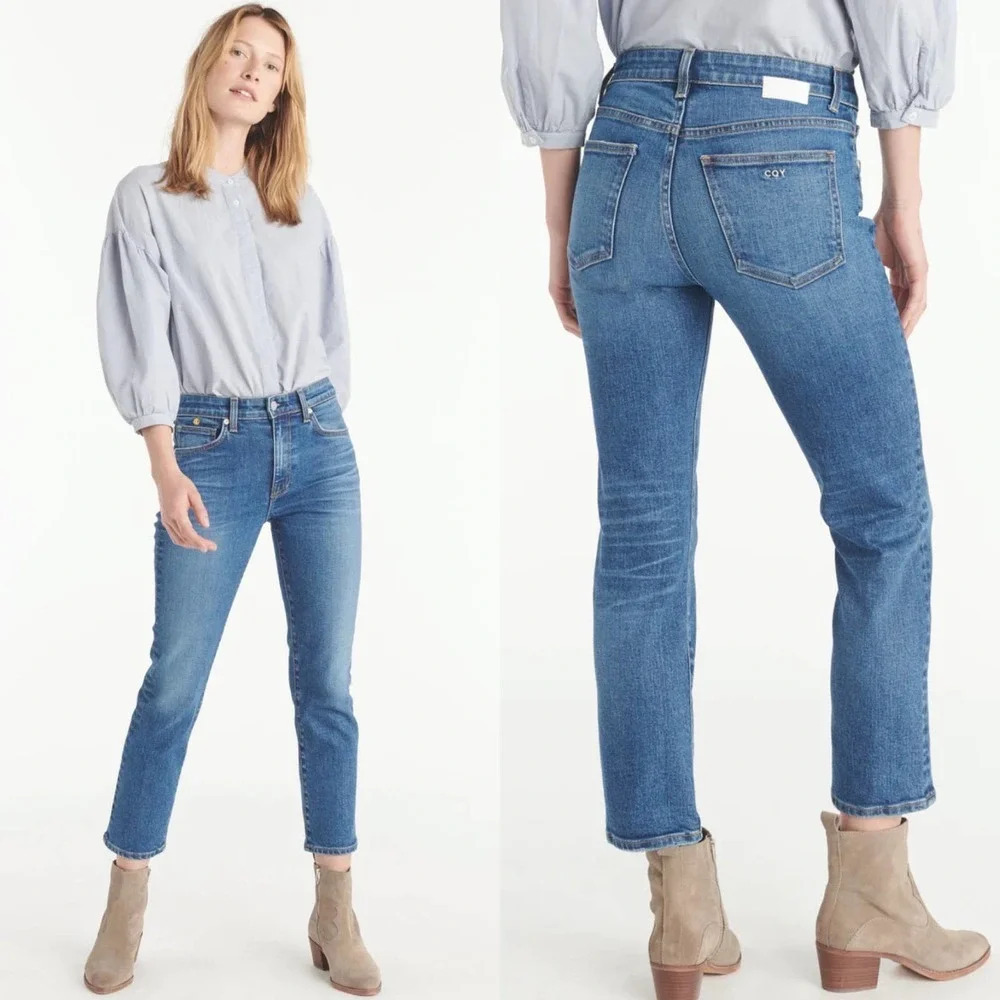 CQY‎ Friend Los Angeles High-Rise Straight Leg Jeans Blue Size 24